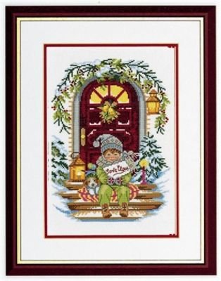 Broderipakning - Pige p trappe