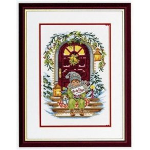 Broderipakning - Pige p trappe