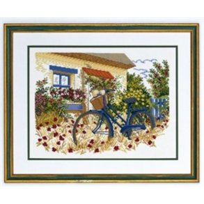 Broderipakning - Bl cykel