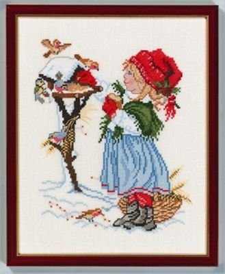 Broderipakning - Pige med fuglehus