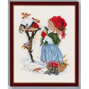 Broderipakning - Pige med fuglehus