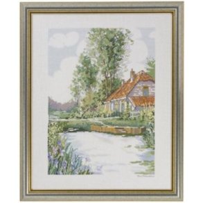 Broderipakning - Hus ved vand