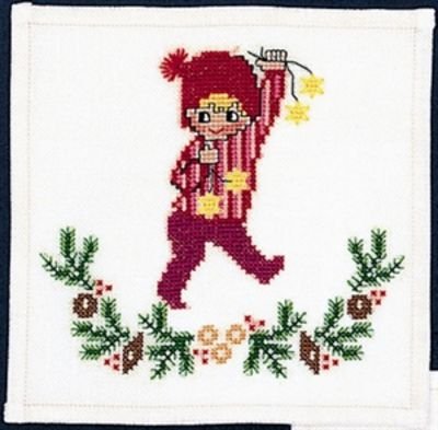 Broderipakning - Mellemlgsserviet med nissedreng