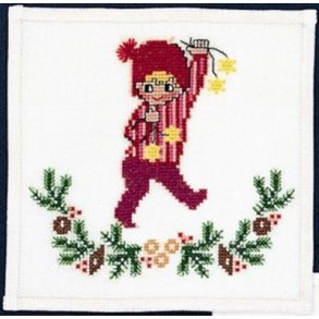 Broderipakning - Mellemlgsserviet med nissedreng