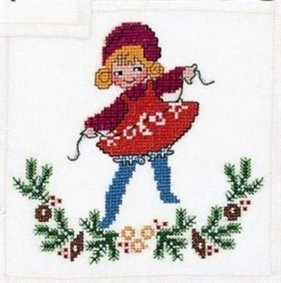 Broderipakning - Mellemlgsserviet med nissepige