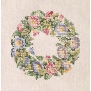 Broderipakning - Blomsterkrans p aida