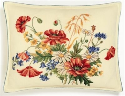 Broderipakning - Pude Kornblomst