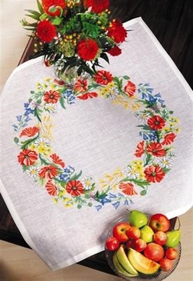 Broderipakning - Lysedug Valmuer syet p hr