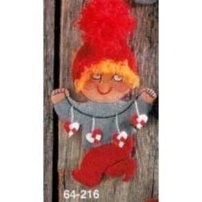 Mnster til filtnisse - Nissedreng med hjerter 18 cm