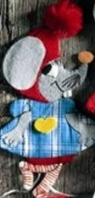 Mnster til filtmus - Mus med gult hjerte 26 cm