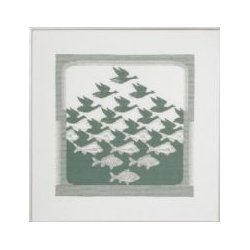 Broderipakning - Escher Fugl og fisk