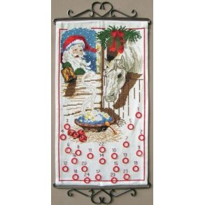 Broderipakning - Adventskalender med julemand og hest