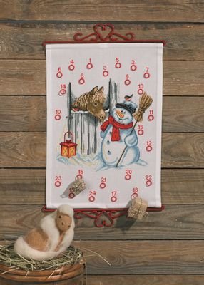 Broderipakning - Julekalender - Snemand og hest