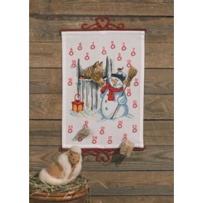 Broderipakning - Julekalender - Snemand og hest