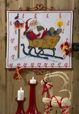 Broderipakning - Julekalender -Julemand med kane