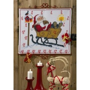 Broderipakning - Julekalender -Julemand med kane