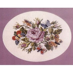 Broderipakning - Rose med sommerfugle