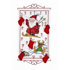 Broderipakning - Julekalender -Julenissen p� ski