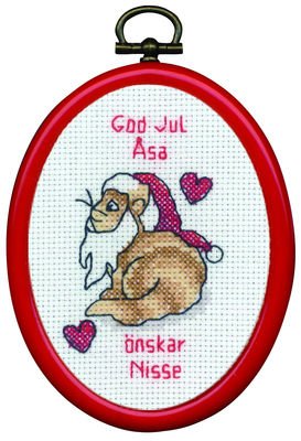 Broderipakning - Julebillede - Nisse kat