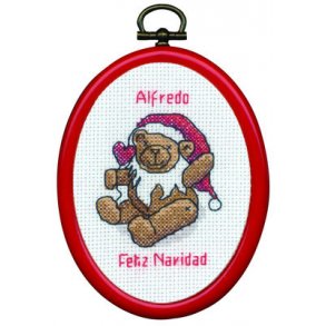 Broderipakning - Julebillede - Nisse bamse