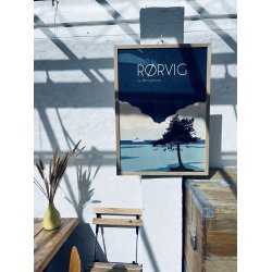 Ramme str. 50 x 70 cm. - Natur / Sort / Hvid