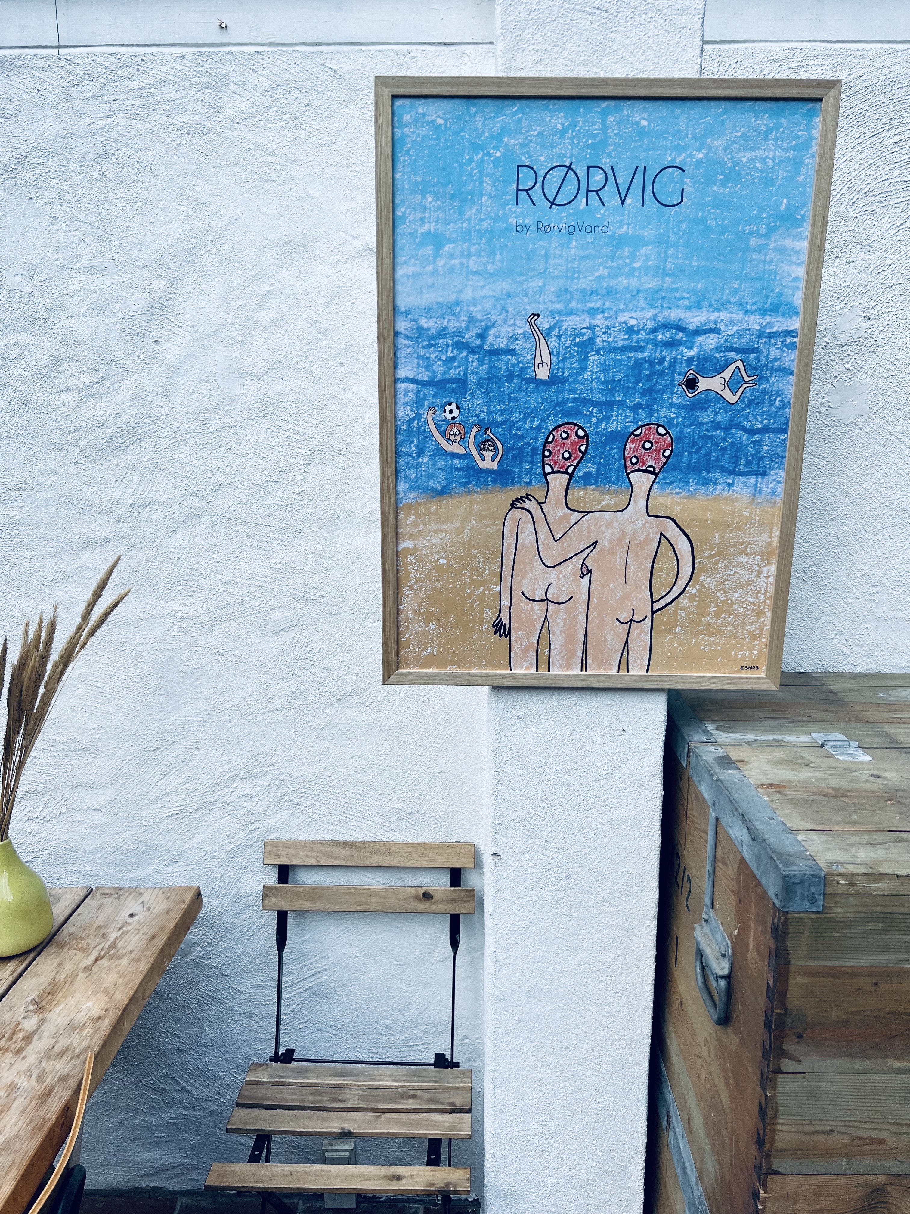 Ramme str. 50 x 70 cm. - Natur / Sort / Hvid