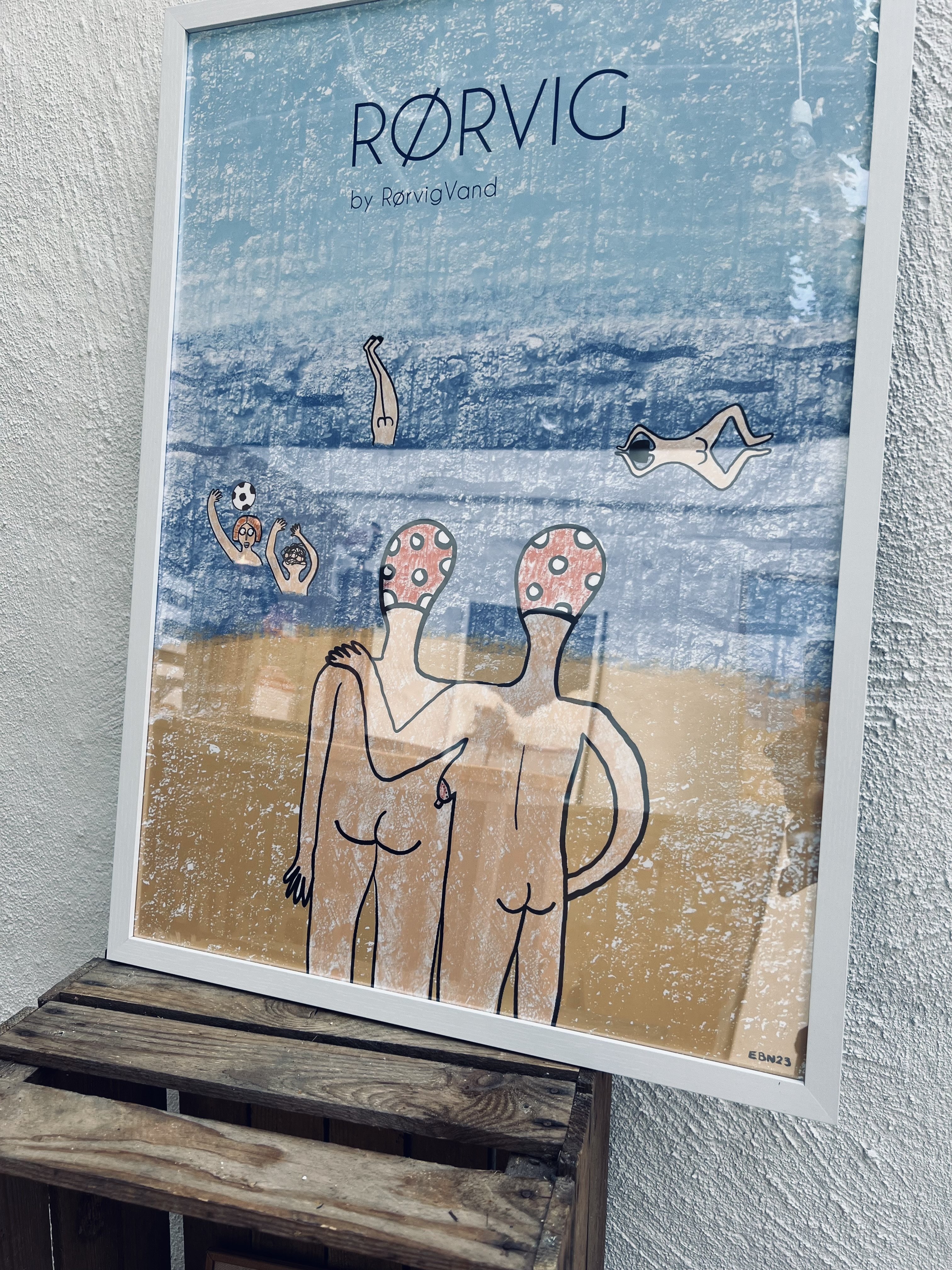 Ramme str. 50 x 70 cm. - Natur / Sort / Hvid