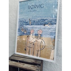 Ramme str. 50 x 70 cm. - Natur / Sort / Hvid