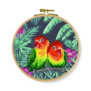 Broderipakning - Ptrykt - Love birds par
