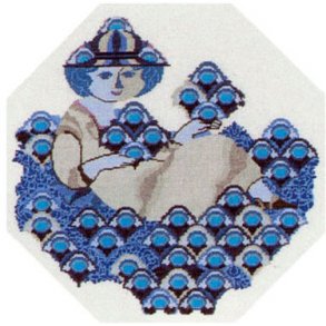 Broderi pakning Bjrn Wiinblad - Dame med blomster