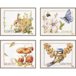 Broderipakning - De 4 rstider i 4 sm billeder