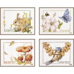 Broderipakning - De 4 rstider i 4 sm billeder