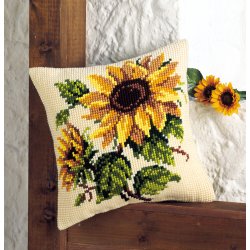 Broderipakning - Stramaj pude - Solsikke