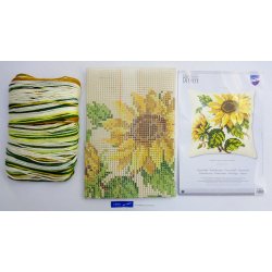Broderipakning - Stramaj pude - Solsikke