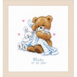 Broderipakning - Fdselsminde - Bamse med tppe