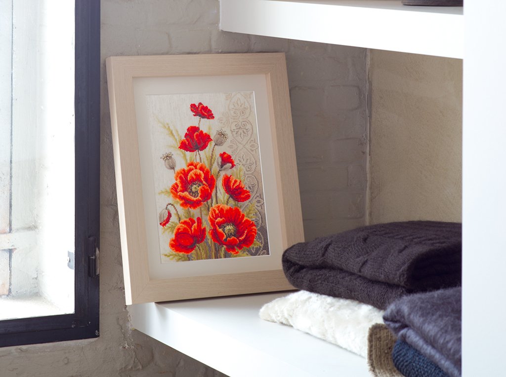 Broderipakning - Billede - Valmuer og hvirvler 