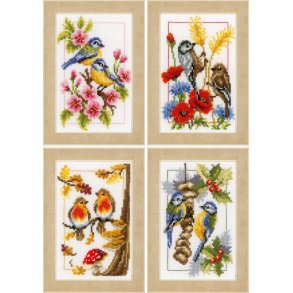 Broderipakning - De 4 rstider med Sm fugle