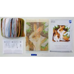 Broderipakning - Pude - Kaniner i sneen