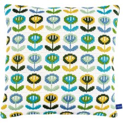 Broderipakning - stramaj pude - Blomstermark retro