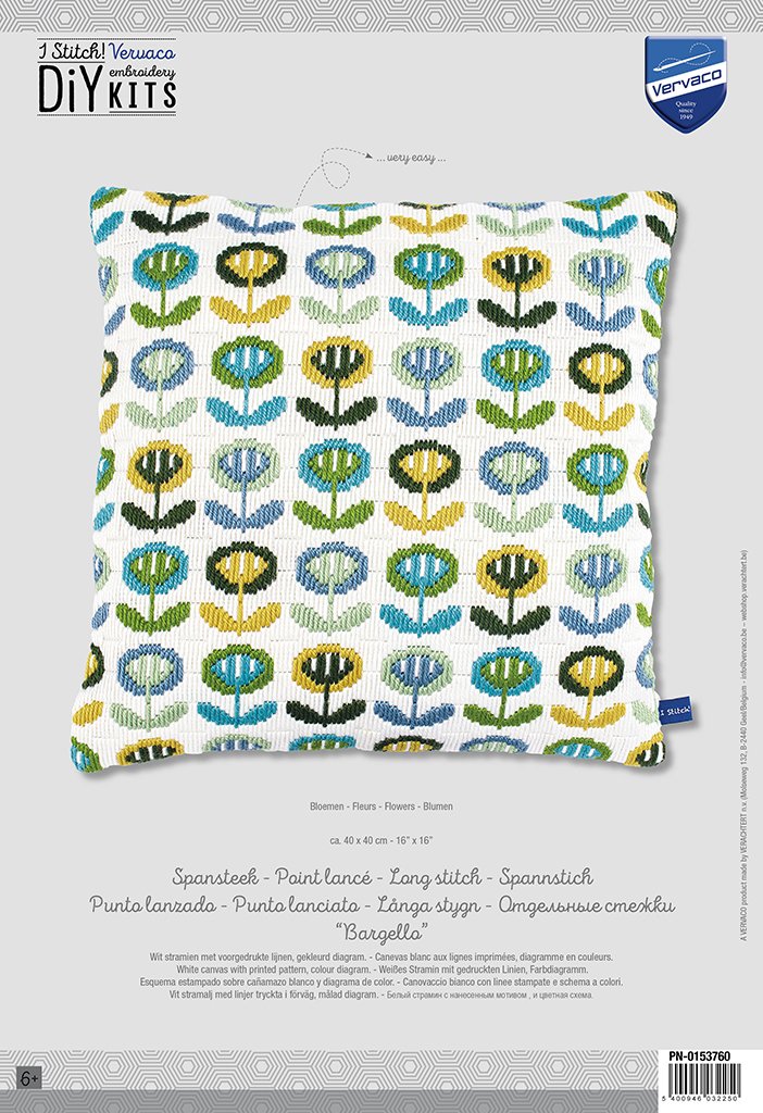 Broderipakning - stramaj pude - Blomstermark retro