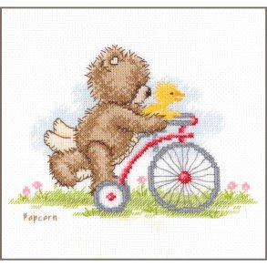 Broderipakning - Billede - Popcorn p cykel