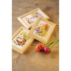 Broderipakning - 3 Sm� billeder - Sommerfugle og blomster