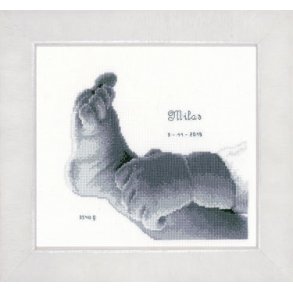 Broderipakning - Fdsels minde - Lille baby fod