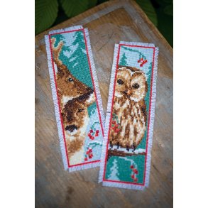Broderipakning - bogmrker - Ugler 2 stk.