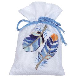 Broderikit - lavendelposer 3 stk. - Bl fjer