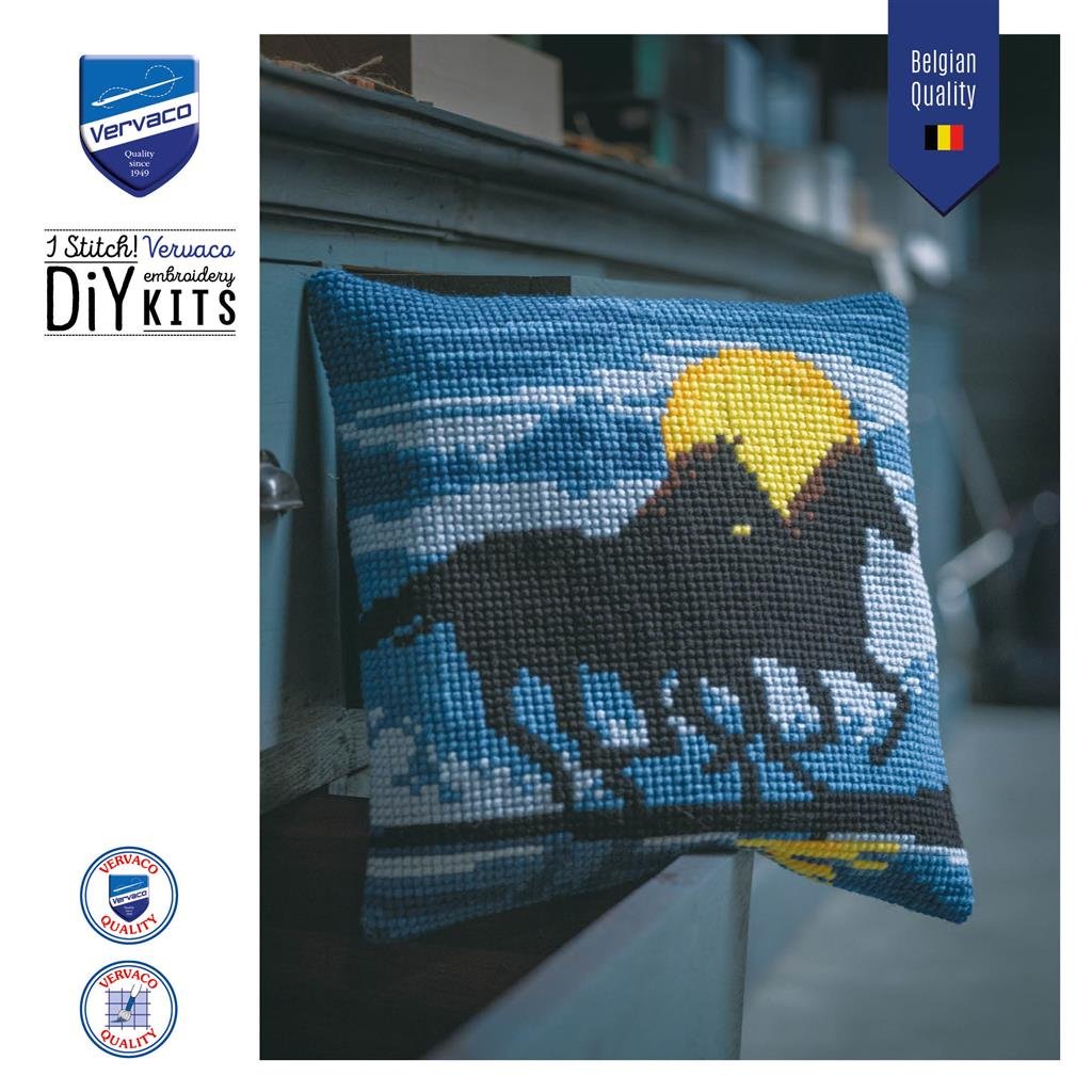 Broderipakning - pude - Heste i fuldmne