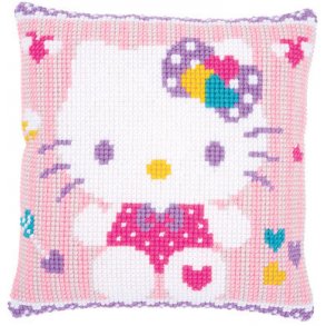 Broderipakning - stramaj pude - Hello Kitty i pastel