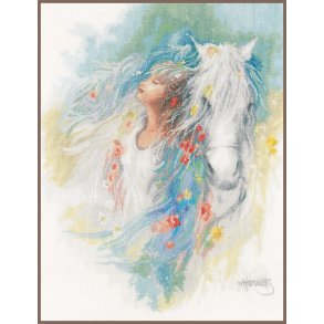 Broderipakning - Billede - Hest og pige i tanker