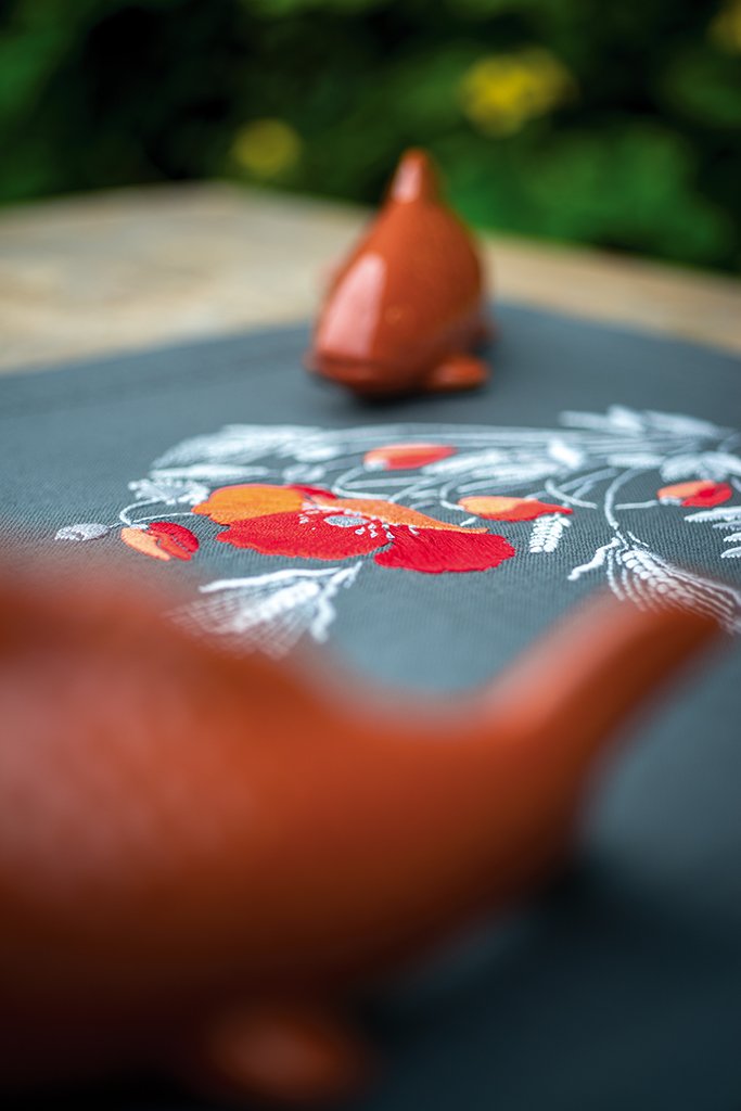 Broderi pakning - bordlber / ptegnet - Valmuer