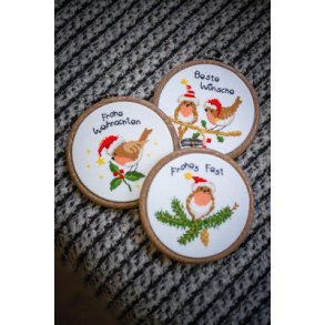 Broderipakning - 3 stk. Juleophng - Sm fugle